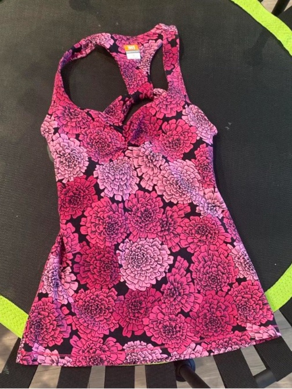 Lucy Pink Floral Racerback Tank Top - Pink/Black